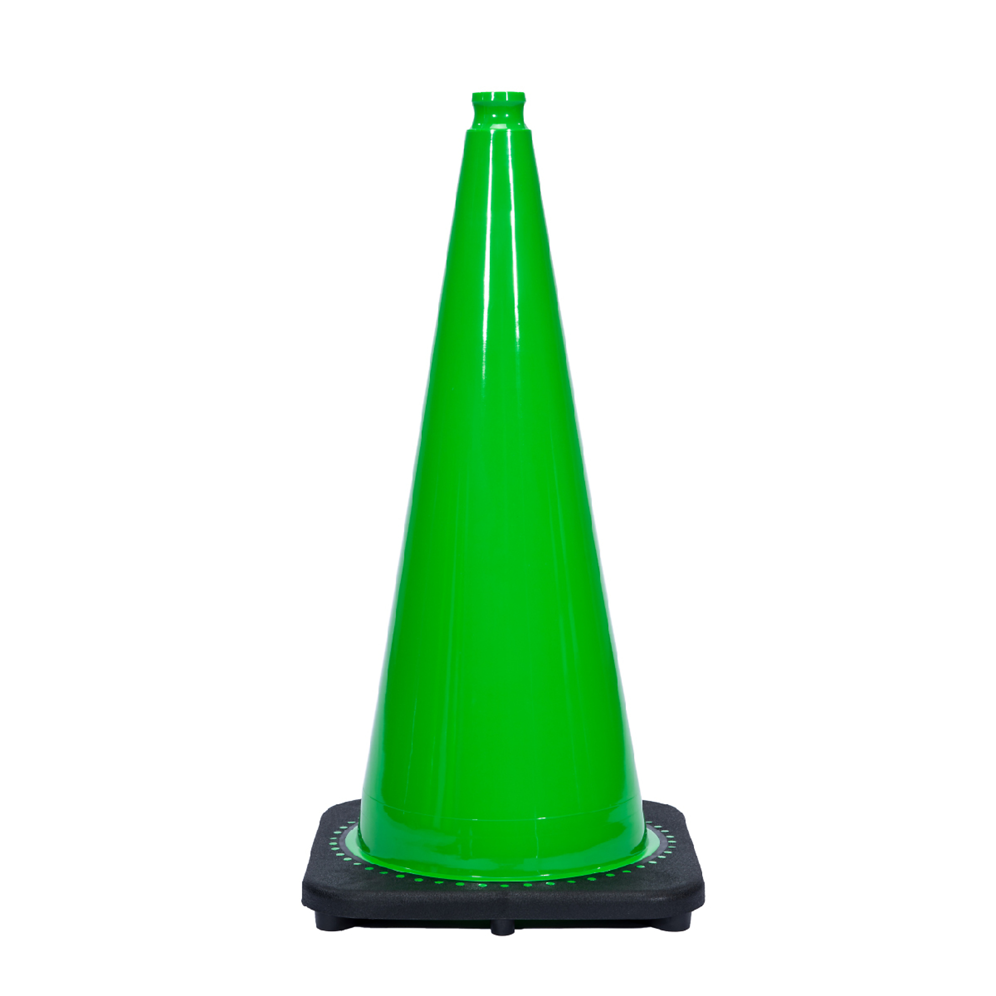 JBC REVOLUTION SERIES 28" Wide Body 7 lb. Green Traffic Cone With Black Base, Plain No Reflective, Model # RS70032C-GREEN